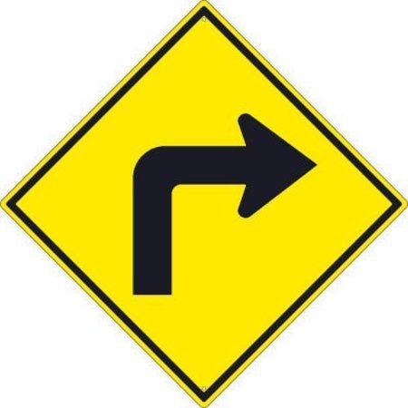 NATIONAL MARKER CO NMC Traffic Sign, Right Turn Arrow Graphic Sign, 30in X 30in, Yellow TM240K